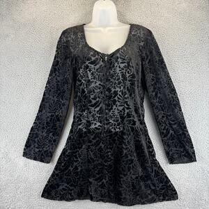 Velvet Burnout Tunic Medium Whimsigoth Witchy Dark Romantic Feminine Sheer VTG